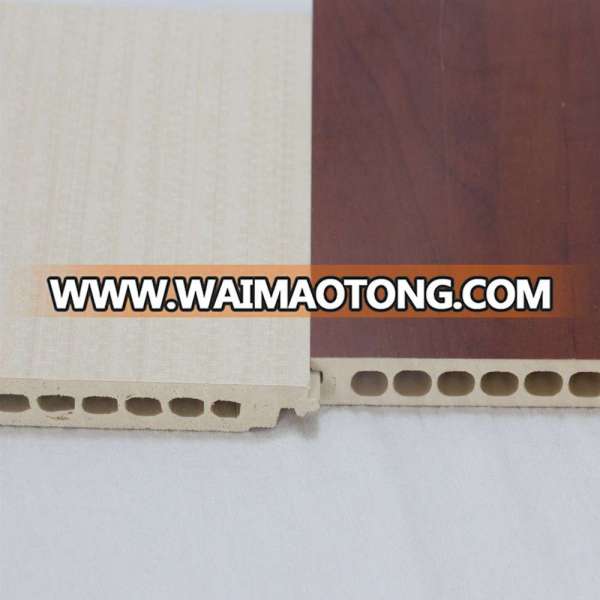 installation wood grain wpc pvc wall ceilings panel design  with waterproof fireproof